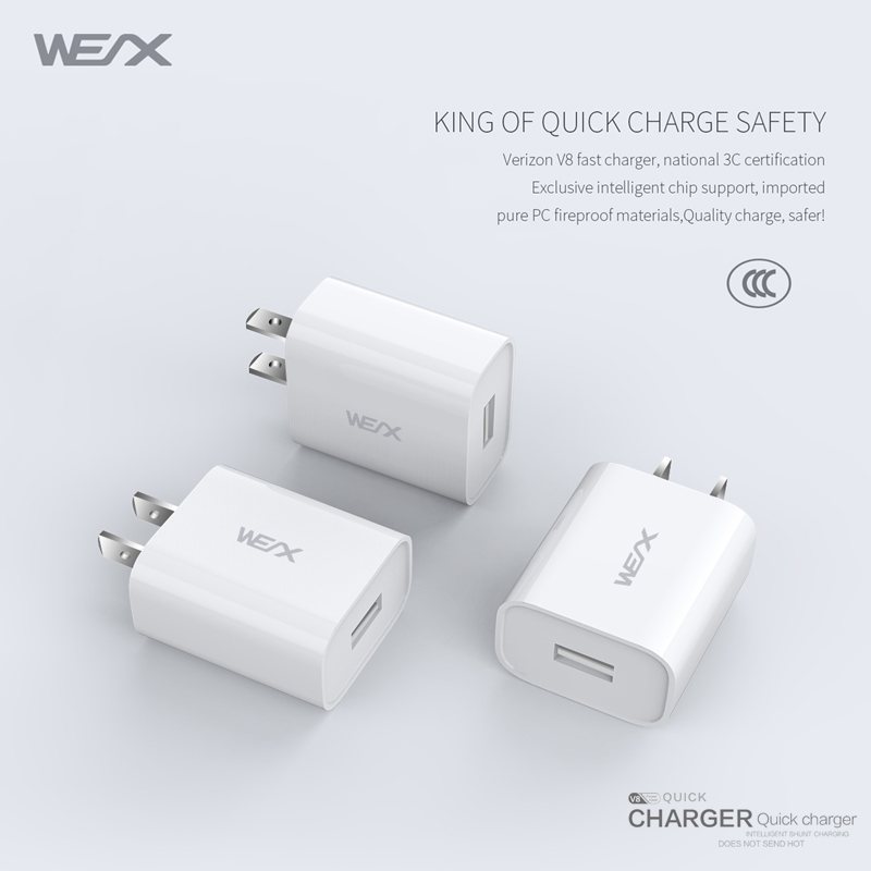 WEX - V8 зарядно устройство, зарядно за стена, захранващ адаптер