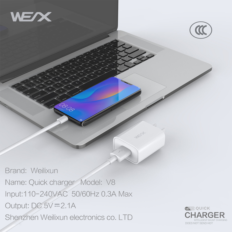 WEX - V8 зарядно устройство, зарядно за стена, захранващ адаптер
