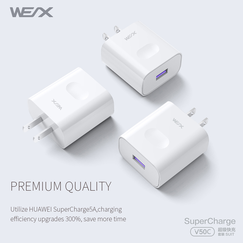 WEX - V50C 22.5W HUAWEI свръхбърз адаптер за захранване, зарядно за стена, зарядно устройство, свързано с 5A кабел