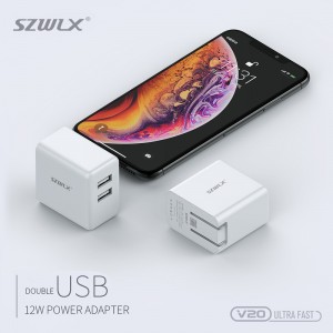 WEX V20 Дуал USB Wall Charger с Foldable Plug за iPhone X /8 /7 /6s /Plus, iPad Air 2 /мини 3, Galaxy S7 /S6 /S6 Edge, Бележка 5 и повече, White