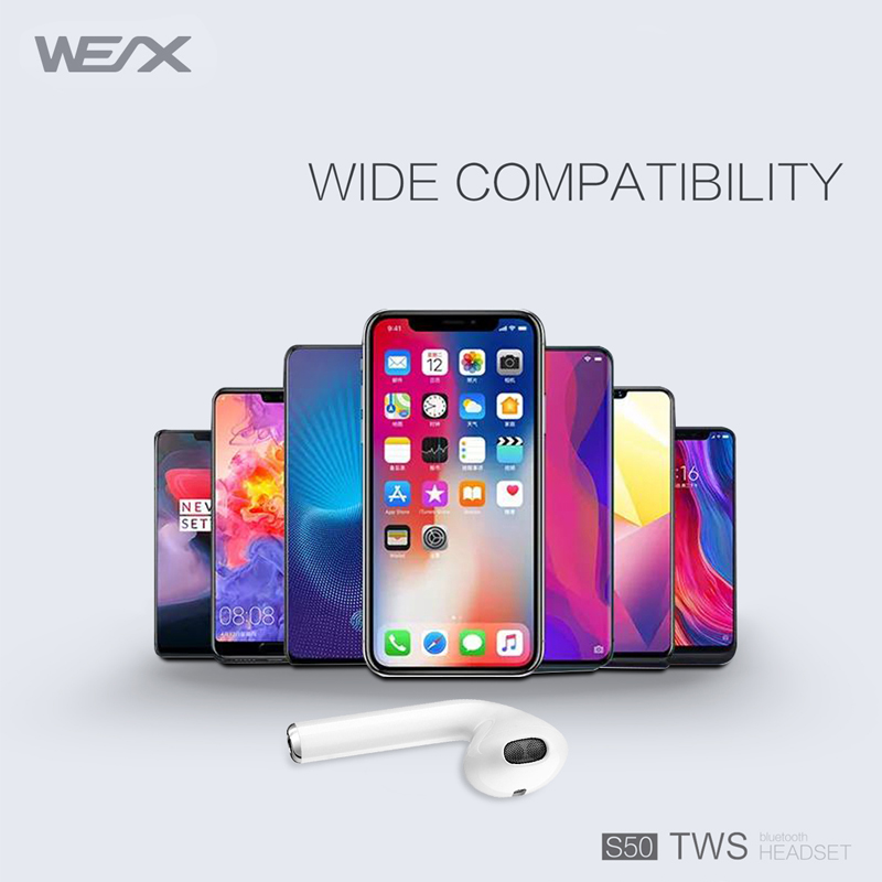 WEX S50 безжични слушалки, истински безжични стерео слушалки, блутут 5.0 слушалки